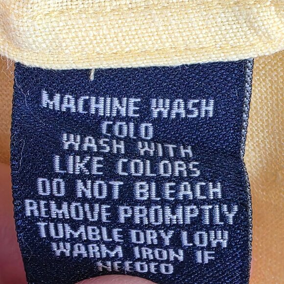 Mens Chaps Classics Yellow 100% Linen Shirt Long Sleeve Button Up Lightweight XL - Picture 8 of 8